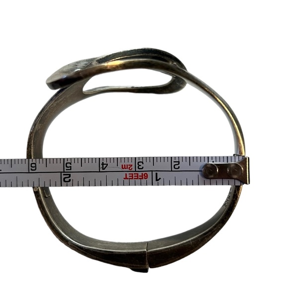 Alicia Plata Joyeria Mexico 950 Silver Hinged Cuff Bracelet TO-40 Modern Design - Picture 11 of 11